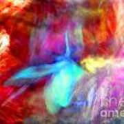 Falling Petal Abstract Red Magenta And Blue B Art Print