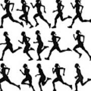 Female Runners In Silhouette Art Print