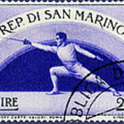 Fencing On San Marino Stamp Art Print