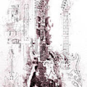 Fender Strat Scarlet Drip Art Print