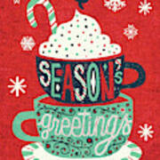Festive Holiday Cocoa Seasons Greetings Art Print