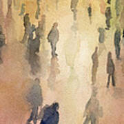 Figures Grand Central Station Watercolor Painting Of Nyc Art Print