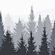 Fir Tree Forest Panorama Art Print