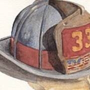 Firefighter Helmet With Melted Visor Art Print