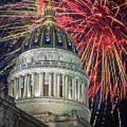 Fireworks At Wv Capitol Art Print