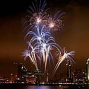 Fireworks Over San Diego Skyline Art Print