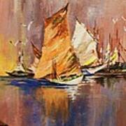 Fishing Boats At Sunup Art Print