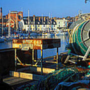 Fishing Harbor, Weymouth, Dorset Art Print