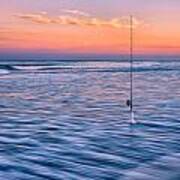 Fishing The Sunset Surf - Square Version Art Print