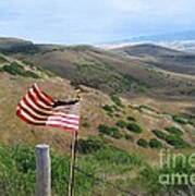 Flag Over Little Big Horn Battlefield Art Print