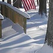 Flag Over Morning Snow Art Print