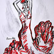 Red Flamenco Art Print