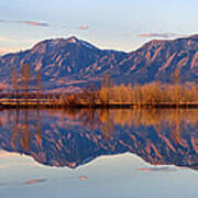 Flatirons Sunrise Reflections Panorama Boulder Colorado Art Print