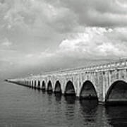 Florida Keys Seven Mile Bridge Black And White Art Print
