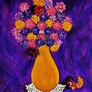 Flowers In A Yellow Vase Art Print