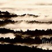 Fog And Ridge Lines In Surry County North Carolina Art Print
