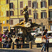 Fontana Del Tritone Roma Art Print