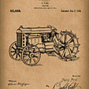 Ford Tractor 1919 Patent Art Brown Art Print
