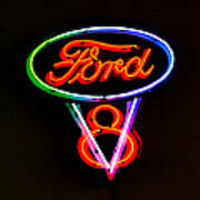 Ford V8 Neon Sign Art Print