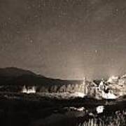 Forest Of Stars Above The Chapel On The Rock Sepia Art Print