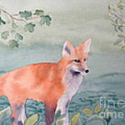 Fox And Birch Art Print