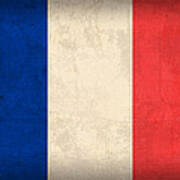 France Flag Distressed Vintage Finish Art Print