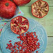 Fresh Pomegranate On A Plate Art Print