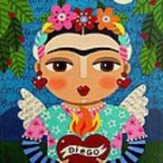 Frida Kahlo Angel And Flaming Heart Art Print