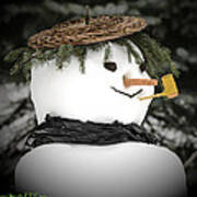 Frosty Smokes Bubbles From His Corncob Pipe Art Print