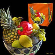 Fruit Bowl And Cube Art Print