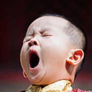 Funny Chinese Child Yawning Art Print