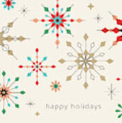 Geometric Graphic Snowflake Holiday Background Art Print