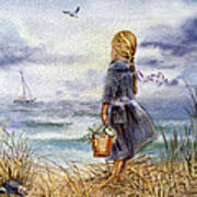Girl And The Ocean Art Print