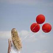 Girl With Red Balloons Art Print