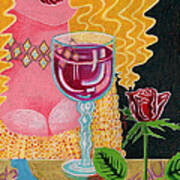 Girl With Wine Glass Art Print