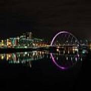 Glasgow Clyde Arc Bridge At Night Art Print