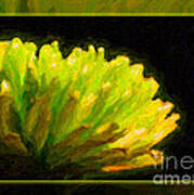Glowing Green Flower Abstract Painting Art Print