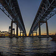 Gold Star Bridge Simple Sunset Art Print