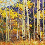 Golden Aspen W. Mystical Purple Art Print