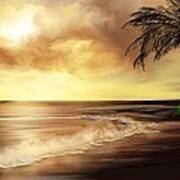 Golden Sky Over Tropical Beach Art Print