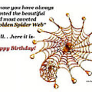 Golden Spider Web Birthday Card Art Print