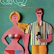 Gq Cover Featuring A Paper Cut Out Couple Art Print