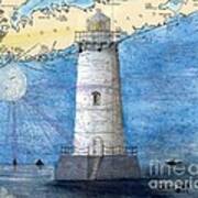 Great Beds Lighthouse Nj Cathy Peek Nautical Chart Map Art Art Print