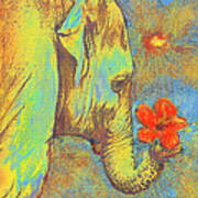 Green Elephant Art Print