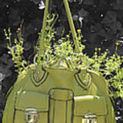 Green Flower Bag Art Print