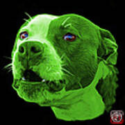Green Pitbull Dog 7769 - Bb - Fractal Dog Art Art Print