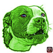 Green Pitbull Dog Art - 7769 - Wb - Fractal Dog Art Art Print