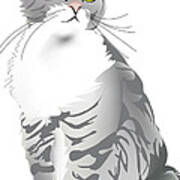 Grey Tiger Cat Art Print