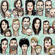 Group From Party Caricatures Art Print