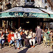 Group Of People At A Sidewalk Cafe, Les Art Print